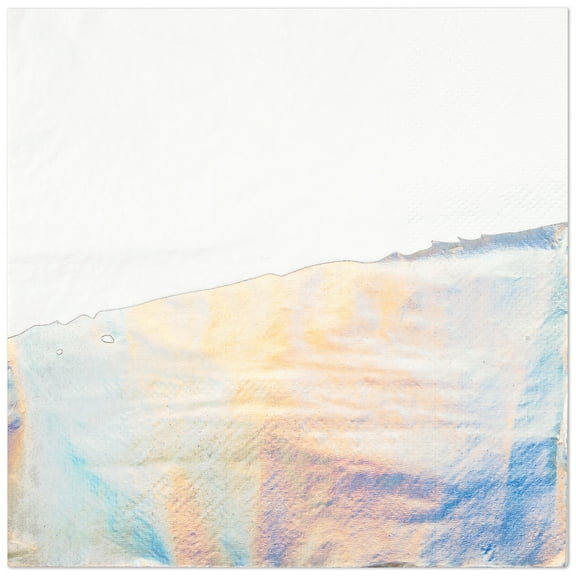 Koyal Wholesale Iridescent Holographic Silver Foil Dipped Lunch Napkins, Bulk 50-Pack Count, 3-Ply Disposable