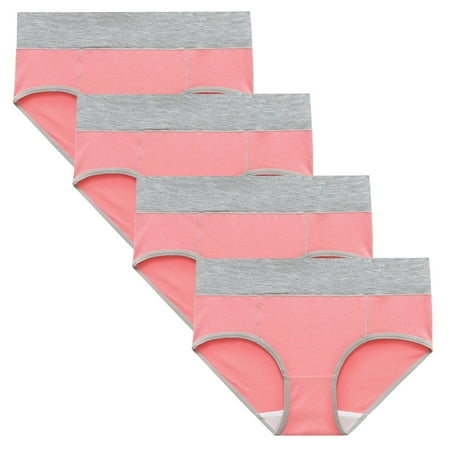 

OGLCCG 4 Pack Women s Cotton Underwear High Waist Stretch Briefs Soft Comfy Underpants Ladies Full Coverage Panties