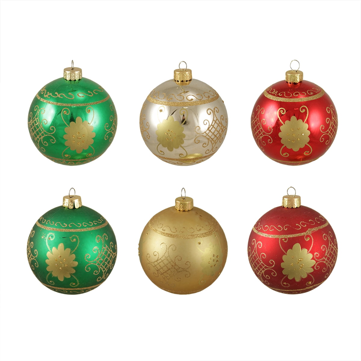 6ct MultiColor Shatterproof 2Finish Christmas Ball Ornaments 3.25