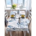 thumbnail image 3 of Coastal Coral Rectangle Tablecloth, Vintage Ocean Blue Starfish Conch Nature Waterproof & StainResistant Tablecloth, Washable Oil-proof Table Cover for Dining/Party/Wedding/Camping/Buffet 52x70 In, 3 of 9