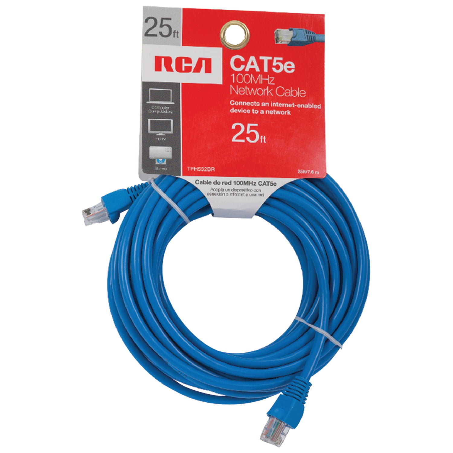 Câble réseau Ethernet RCA, 100 MHz, bleu, 25 pi CTPH532BR