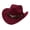 Red, variant on Western Cowboy Wide-Brimmed Hat for Men Women: Vintage Riding Hat with Bull Logo and Belt Decoration - Classic Rolled-Brim Hat for Outdoor Party Look