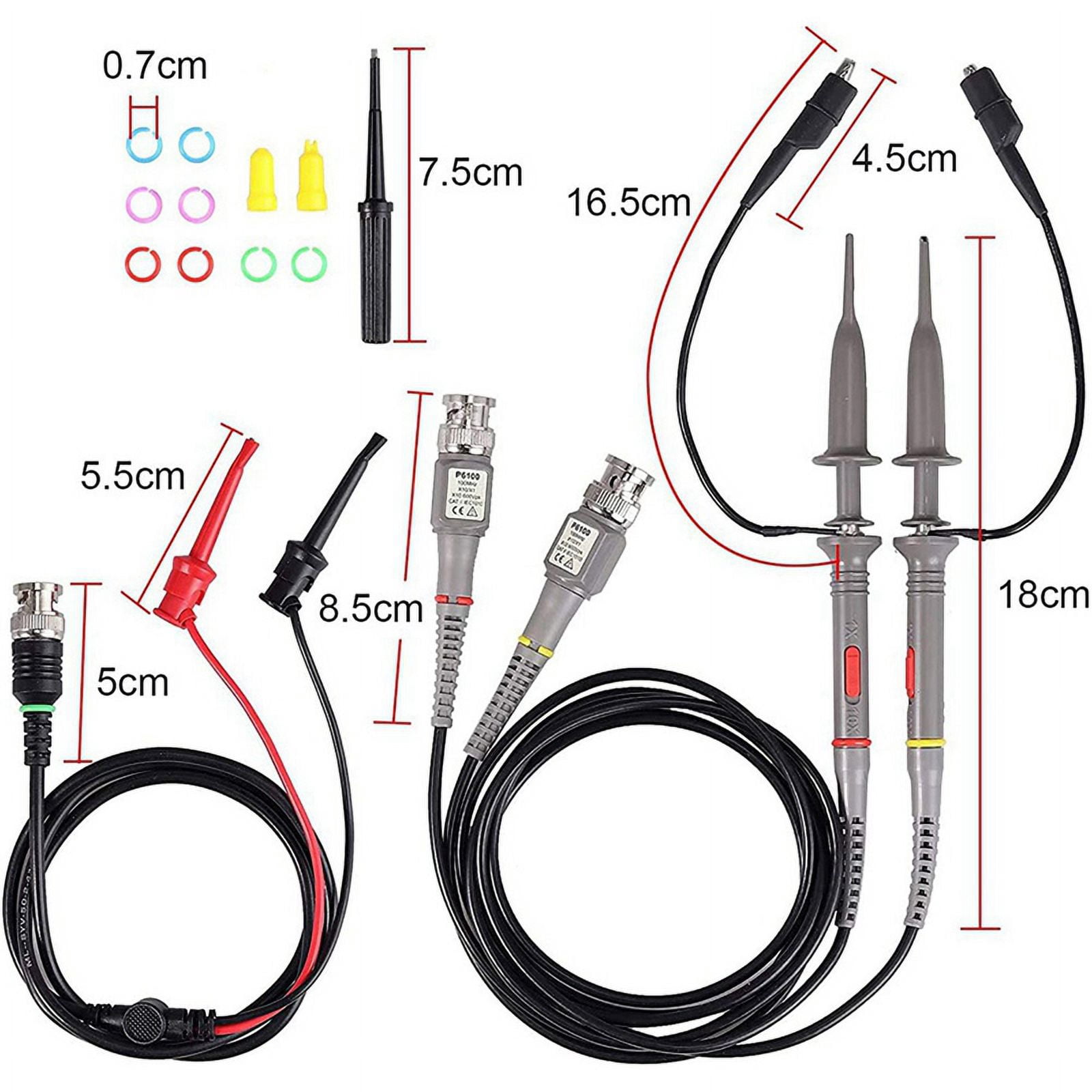 2set P6100 100 MHz Oscilloscope Clip Probes with BNC to Test Lead Kit