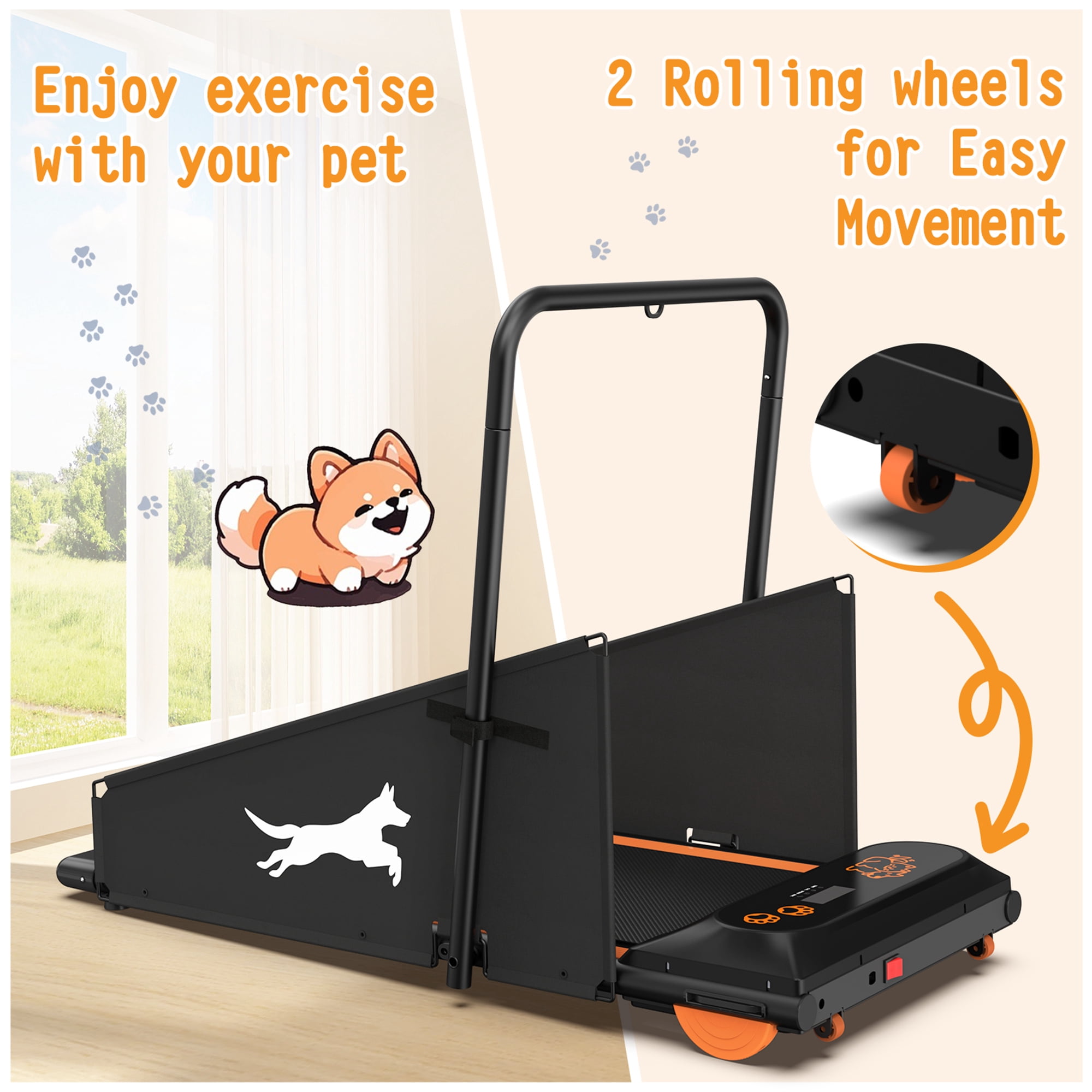 Aukfa Dog Treadmill for Small and Medium Dogs, Indoor Pet Running Machine with Remote Control, Black