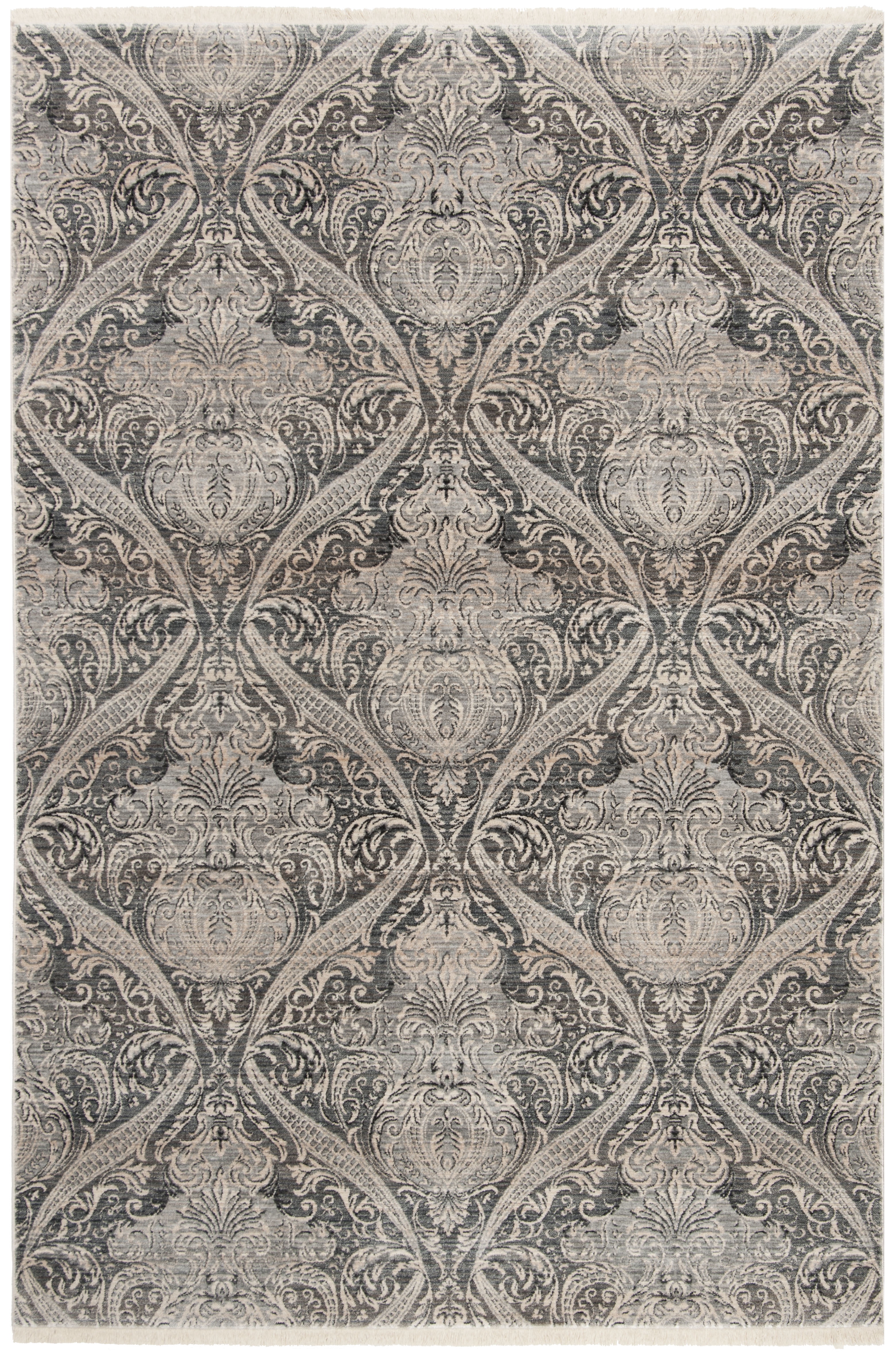 SAFAVIEH Vintage Persian Bear Geometric Polyester Area Rug, Grey/Charcoal, 5' x 7'6"