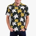 thumbnail image 3 of Balery Lilies Flowers Printed Men’s Short Sleeve Polo Shirt, Midweight Men's Shirt,Golf Polo shirts -4X-Large, 3 of 9