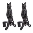 thumbnail image 2 of UniFlame Black Cast Iron Cat Andirons with Reflective Glass Eyes, 2 of 8