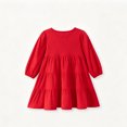 thumbnail image 6 of Dresses for Girls Cute Party Long Sleeve Tiered Ruffle Swing Dress for Girls Crew Neck A-Line Fall Trendy Dresses Red, 6 of 10