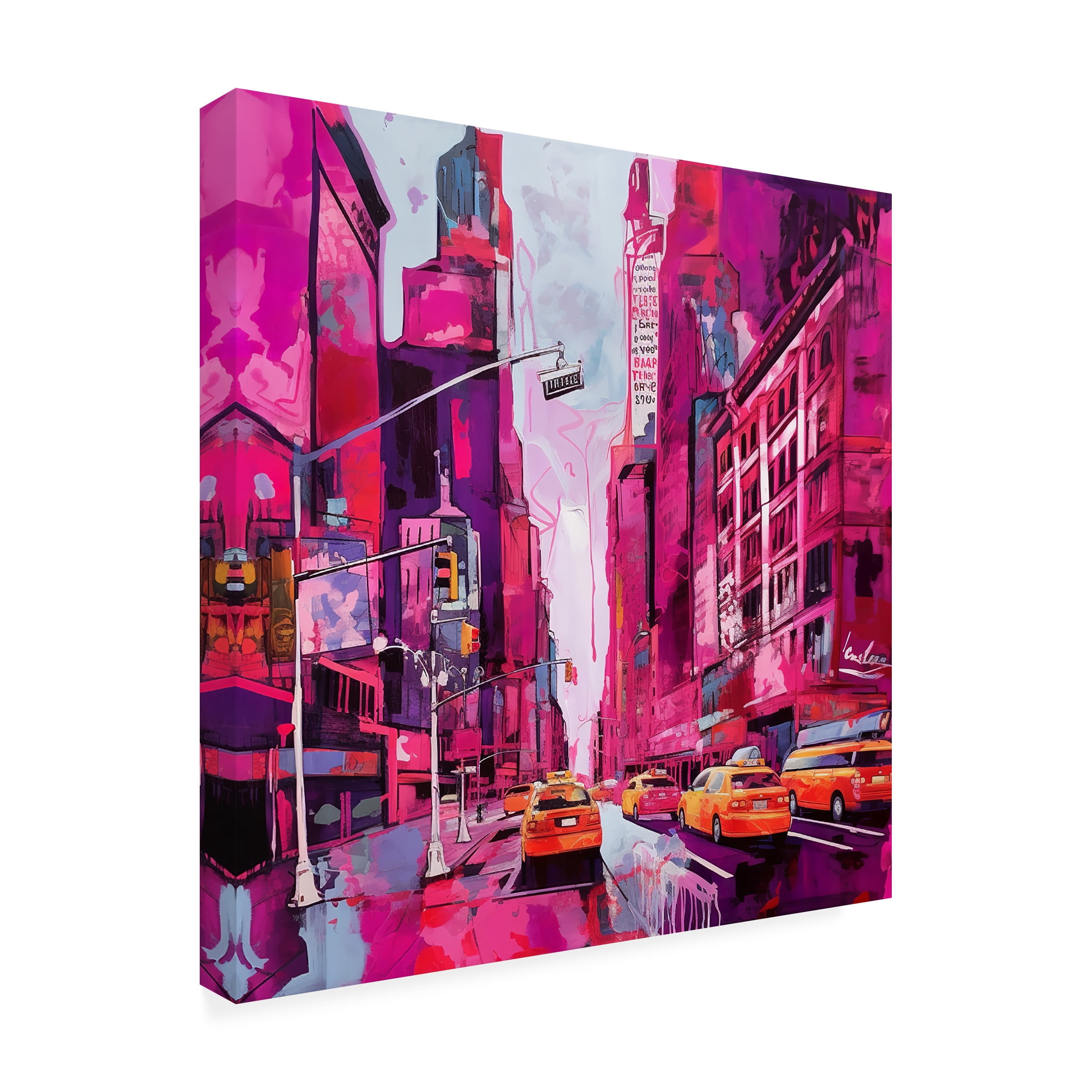 Canvas Wall Art - Ray Heere 'Pop Art New York Pink 2' Wall Art for Living Room, Bedroom, or Office DÃ©cor by Trademark Fine Art - 14 x 14 Inches