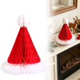 thumbnail image 2 of 2Pc Christmas 3D Honeycomb Paper Ornaments, Hanging Santa Hat Paper Decorations, Foldable Paper Snowflake Hanging Decor, Winter Holiday Ceiling Hangings, Xmas Paper Craft Party Supplies, 2 of 5