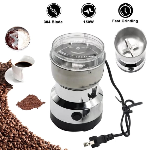 Electric Coffee Grinder, 150-400W Powerful Spice Grinder with 4 Stainless Steel Blades, Multifunctional Grinder for Coffee Beans, Spices, Seeds, Rice, Nuts and Seasonings for Home
