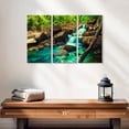 thumbnail image 2 of Elephant Stock Waterfall In The Jungle Wall Art - Horizontal Multi Panel Canvas - Living Room Wall Decor - Nature Multi Panel - Turquoise And Brown Decor - 23" x 14", 2 of 4