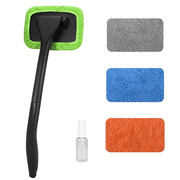 Deally Car Windshield Cleaning Tool, Windshield Cleaner with 4 Washable and Reusable Microfiber Pads and Extendable Handle, for Auto Glass