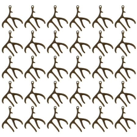 

Qumonin 30pcs Antler Charms Pendant Vintage Alloy Christmas Deer Connector Beads