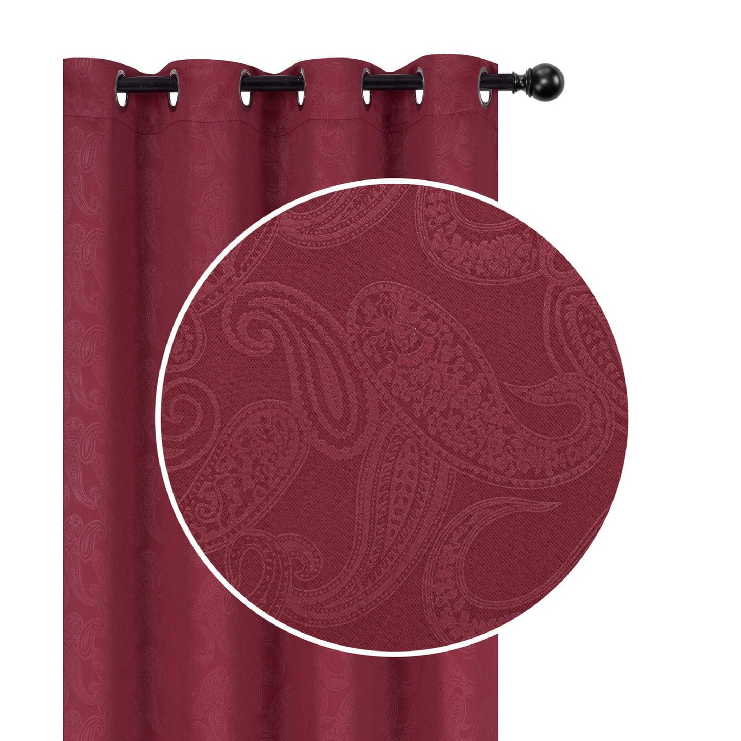 Gaufrée Panneau Occultant W 8 Grom (Paisley) (Rouge) (84" ) - Set of 2