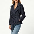 thumbnail image 7 of FDGIU Women's Lapel Belted Cropped Trench Jacket, Double Breasted Long Sleeve Lightweight Wind Coat with Side Pockets for Spring Fall Casual Office Daily Layering, 7 of 7