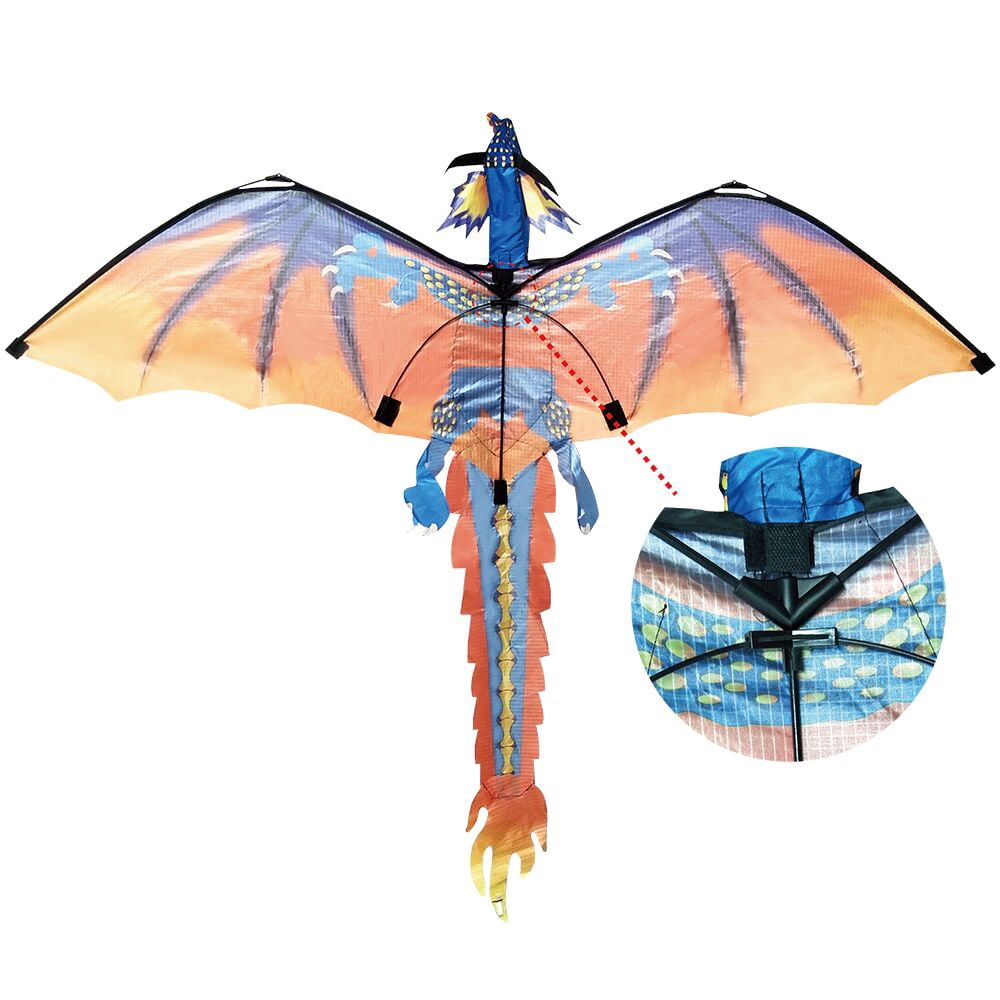 Single Line Kite Kite 140cm x 120cm / 55 x 47 Inch Dragon Kite Single Line Flying Kite with Tail 100m Flying Line for Kids Adults
