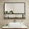 thumbnail image 2 of 30"x22" Home Decorative Rectangle Iron Wall Mounted Mirror with Shelf,Black, 2 of 6