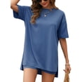 thumbnail image 2 of JYLFC Womens 2 Piece Sets Summer Outfits Lounge Set Oversized Tshirts Matching Biker Shorts,Blue S, 2 of 7