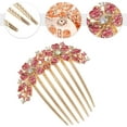 thumbnail image 4 of Unique Bargains Women Rhinestone Inlaid Flower Hair Comb Hairpin Hair Accessory Rhinestone Head Pieces Pink, 4 of 7