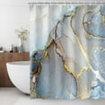 thumbnail image 2 of Abstract Marble Shower Curtain, Blue Ombre Shower Curtains Set with 12 Hooks, Decor Waterproof Bathroom Curtain, 72x84, 2 of 6