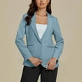 thumbnail image 4 of Sevevn Women's Fashion Solid Pocket Button Suit Coat Long Sleeve Pocket Casual Coat/Jacket Rollbacks Light Blue L, 4 of 6