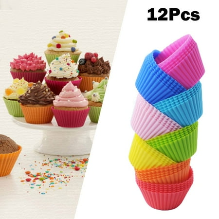

FANJIE 12Pcs Reusable Silicone Mini Baking Cups Cupcake Liners BPA-Free Multicolor Vibrant Flexible Molds