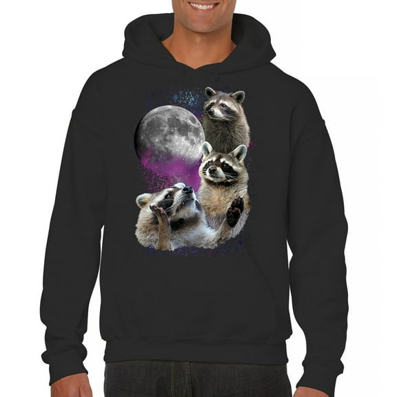 Racoons Howling at the Moon Sweatshirt Funny Galaxy Wildlife Universe Humor Weird Animal in Space Hoodie
