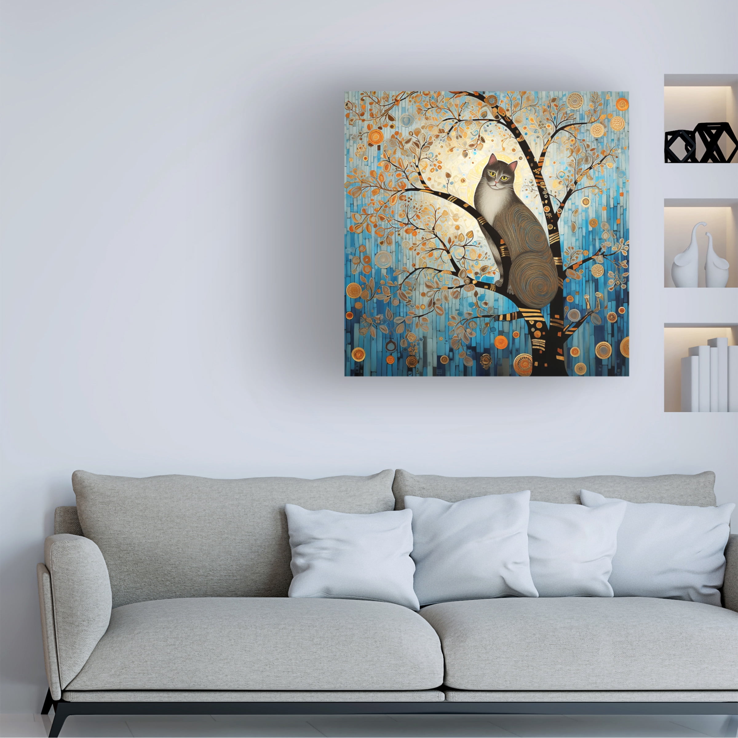 Canvas Wall Art - Ray Heere 'Art Deco Cat 7' Wall Art for Living Room, Bedroom, or Office DÃ©cor by Trademark Fine Art - 24 x 24 Inches