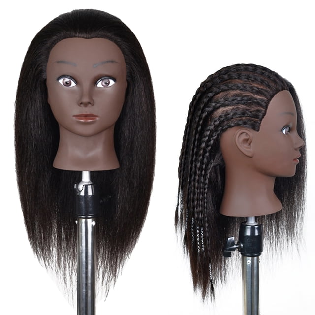 Cabeza de maniquí profesional para el cabello, cabeza de práctica de maniquí de cosmetología para teñir, cortar, trenzar, rizar, práctica de bobinado 16in Baoblaze cabeza de maniquí