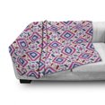 thumbnail image 3 of Tribal Soft Flannel Fleece Throw Blanket, Hand Drawn Style Seamless Pattern with Mayan Stripes Art Image, Cozy Plush for Indoor and Outdoor Use, 60" x 80", Fuchsia Indigo Burgundy, by Ambesonne, 3 of 6