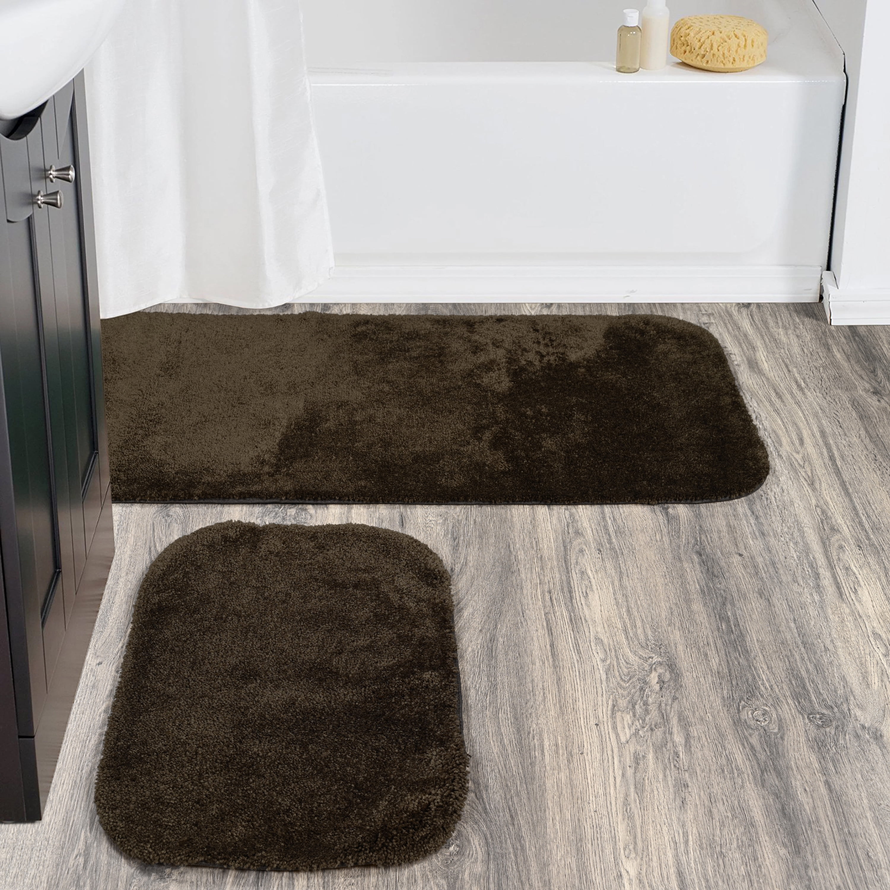 Garland Rug Traditional Washable Bath Rug Set, 2-Piece Set (21"x34" Bath Rug, & 22"x60" Runner) Chocolate