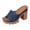 Blue, variant on Platform Heels for Women Lug Sole Open Toe Slip on Sandals Flower Embroidery Band Chunky Heeled Backless Pumps Shoes White Size 9
