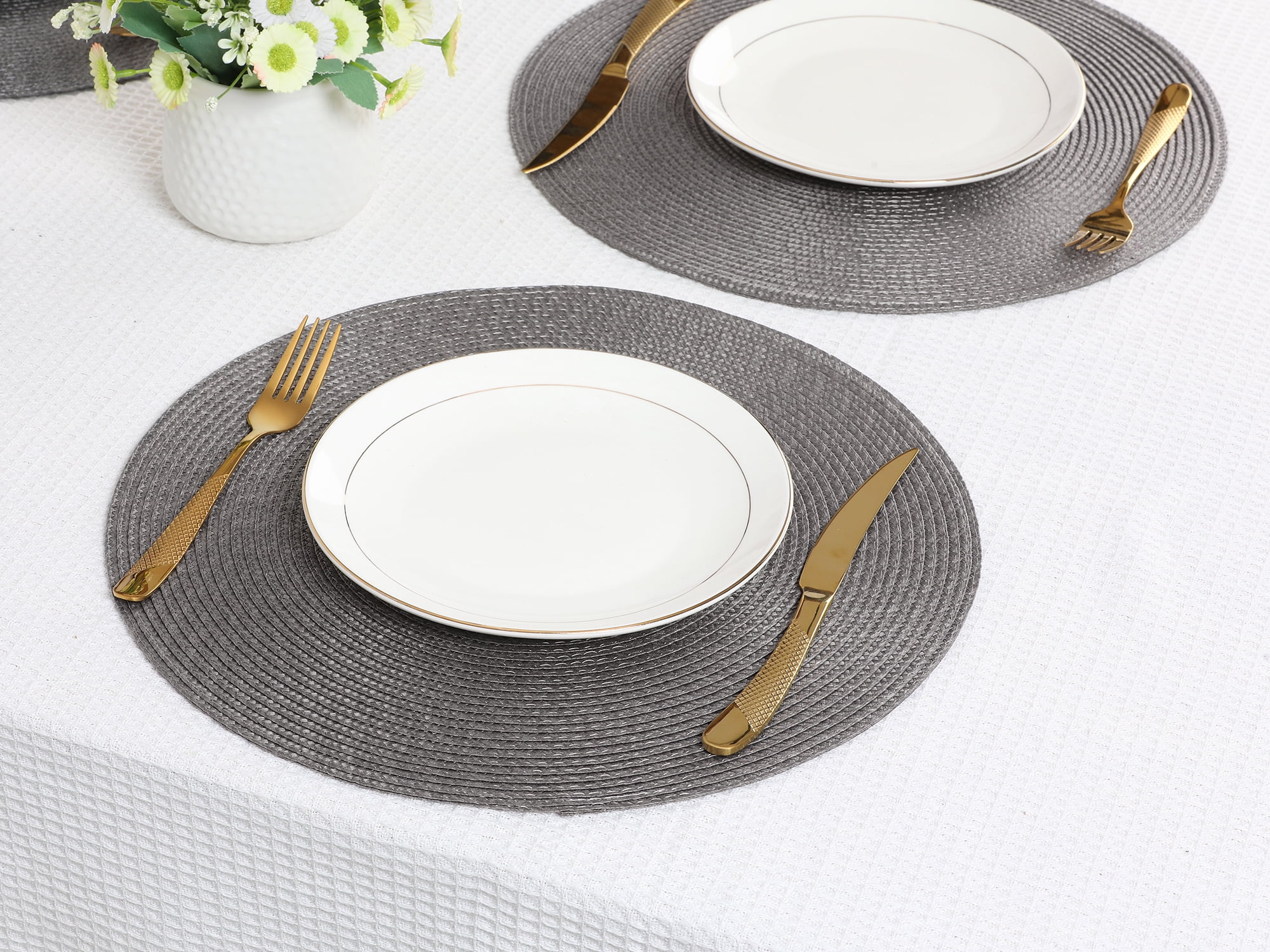 Unique Bargains Rustic Placemats Set of 6 Woven Placemats Dark Gray