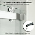 thumbnail image 5 of MCOCOD 68 to 72 in. W x 76 in. H Frameless Shower Door with Soft Close, 3/8" (10 mm) Clear Tempered Glass, Single Sliding Alcove Shower Doors, Brushed Nickel Finish, 5 of 10