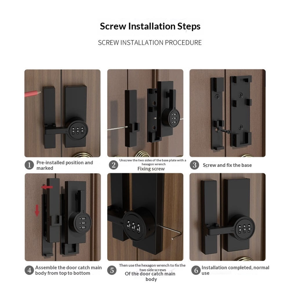 Keyless Password Barn Door Lock, 180 Degree Cabinet Lock with 3-Digit Combination, Sliding Flip Door Latch with Screws for Gate, Closet, Shed, Pantry, Bedroom (Luminous-1pc)