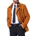 thumbnail image 4 of Abrigo de media longitud INSPIRE CHIC para hombre, abrigo de invierno con cremallera y un solo botón, abrigo de negocios con cuello de bufanda, tamaño S, marrón caramelo, 4 of 6