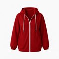 thumbnail image 7 of NominalSnug Zip up Hoodies for Women Long Sleeve Top Hooded Sweatshirts Loose Fit Jackets with Pocket, 7 of 7