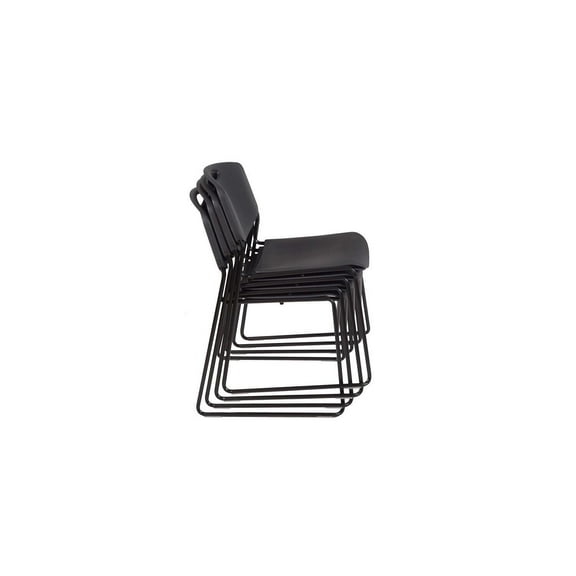 Reception Chairs Set of 4 - Metal Frame Stackable Guest Chairs - Black