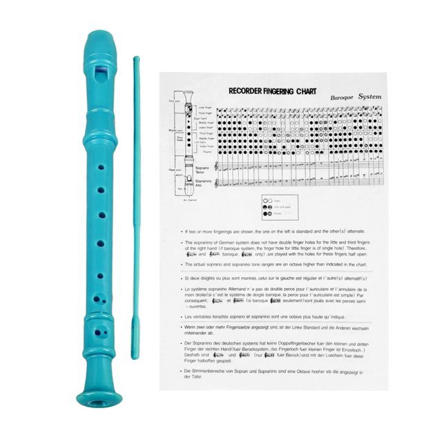 Cyan 8-Hole Soprano Recorder - ABS Durable Kids' Musical Instrument with Cleaning Rod & Instruction Manual, Ideal for Students' Classroom Performance, Beginner-Friendly Flute & Clarinet-like Playing
