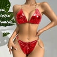 thumbnail image 2 of WZXFASHION Women Plus Size Underwire Lingerie Set Two Piece Underwear Lingerie Underwear Sleepwear Steel Chain Linked Underwire Lingerie Set Intimates Red XL, 2 of 8