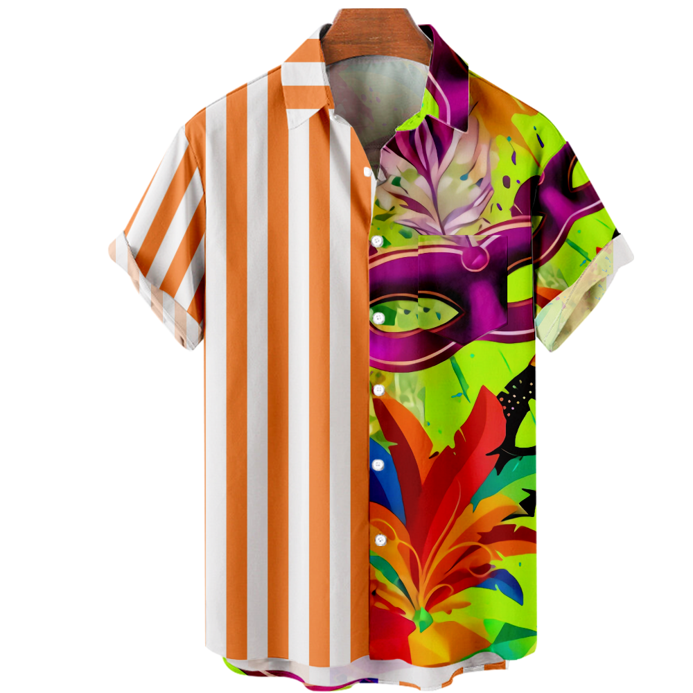 OBOSOE Men Dad 0Button Down Short Sleeve Shirt Slim Fit Breast Pocket Shirt Top Party Costume Up to 8XL