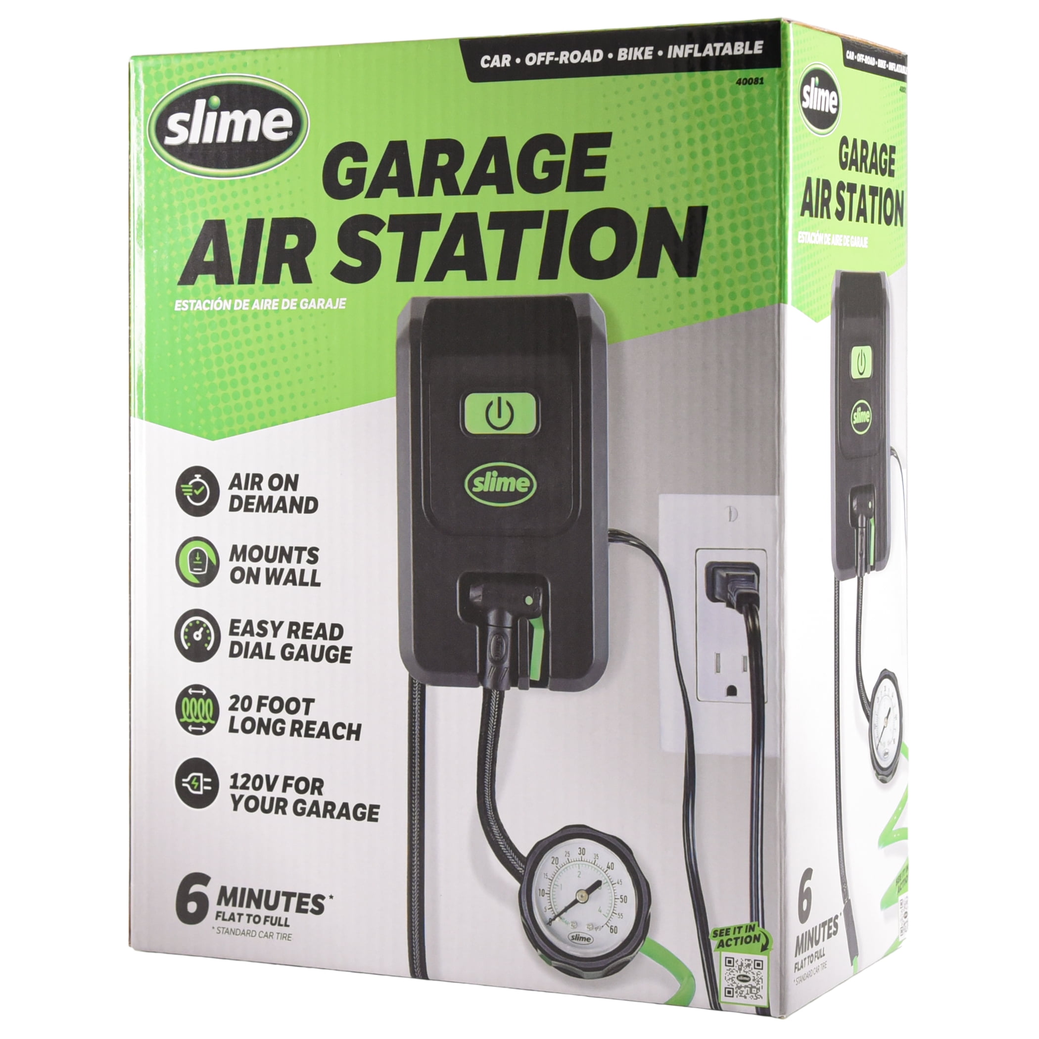 Slime Garage Air Inflation Station 120 Volts Tire Inflator Tire Pump - 40081