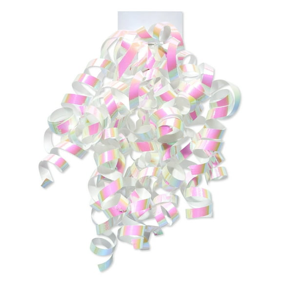 American Greetings 9 in. White Iridescent Curly Poly Gift Bow for Christmas (1-Count)