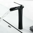 thumbnail image 1 of Grifo de baño en cascada negro mate, grifo moderno para lavabo con cascada alta, grifo para lavabo con caño alto de 235 mm, mezclador de baño de latón, agua fría y caliente disponible, 1 of 3