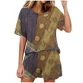 thumbnail image 1 of Conjunto de Pijama de las Mujeres de Moda Casual Color Sólido Manga Corta Cuello Redondo Top Y Pantalones, 1 of 6