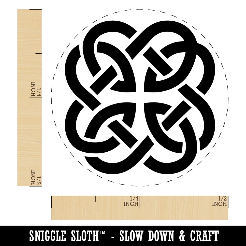 Clover Irish Celtic Knot Self-Inking Rubber Stamp Ink Stamper - Blue Ink - Mini 1/2 Inch