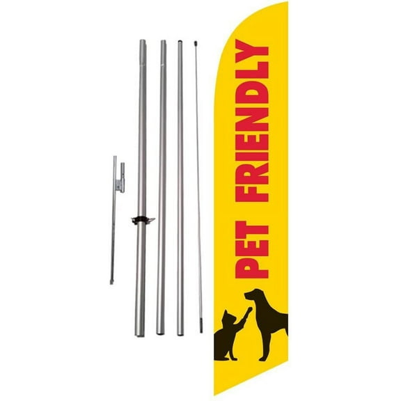 Pet Friendly Apartment Condo Advertising Feather Banner Swooper Flag Kit w/Spike