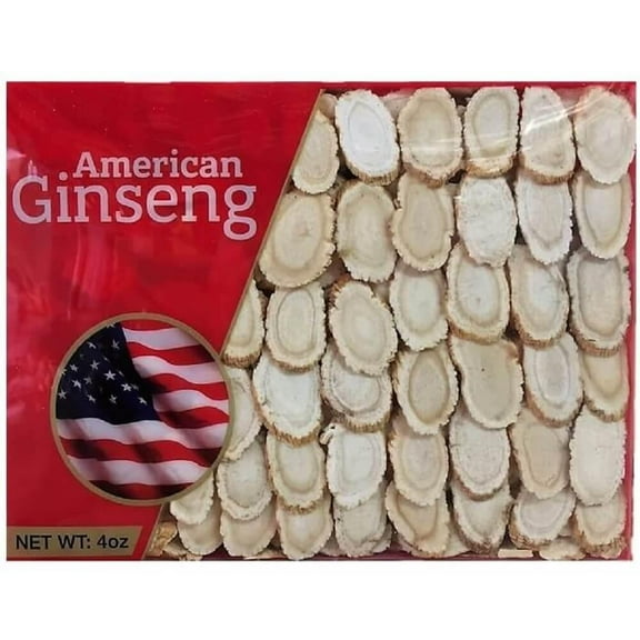 Hand Selected A Grade American Ginseng Slice Medium Size (4 Oz. Box)