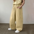 thumbnail image 6 of Riecok Wide Leg Pants for Boys Elastic Waist Pants Lightweight Solid Pull on Trousers Casual Outerwear with Pockets, 6 of 8